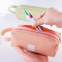 Gelory Creative Simple And Fresh Large-capacity Pencil Case Multifunctional Solid Color Pencil Case Student Stationery Bag