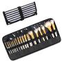 Gelory Wholesale Makeup Brush Set Organizer Rolling Cosmetic Pouch Custom Logo Travel Makeup Brushes Roll Up Bag