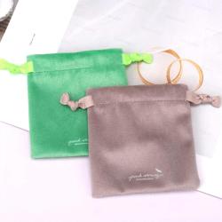 Custom Logo Printed Mini Velvet Pouch Bag Jewelry Cosmetic Nail Polish Packaging Velvet Drawstring Bag