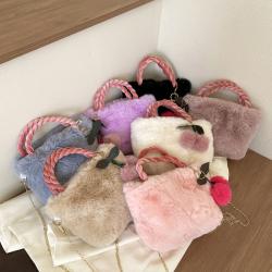 Cute Girl Cherry Plush Handbag 2023 New Autumn/Winter High Capacity Fur Bag Shoulder Crossbody Bag Wholesale Women Handbags