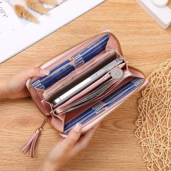 Clash color splicing long wallet ladies clutch bag female 2024 new fashion large capacity zipper money clip female