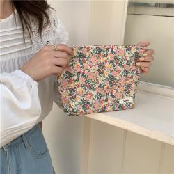 Wholesale Custom Logo Floral Design Printed Fashion Toiletry Organizer Travel Portable Makeup Cosmetic Bag Women