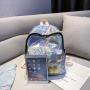 Holographic rainbow fashion school bags backpack custom laser ita bag with clear pocket