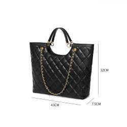 Factory Customized Black Lingge Classic Shoulder Bag Large Capacity Handbag With Metal Short Chain Shoulder Strap For Women