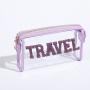 Keymay RTS Bridesmaid Gift Personalized Chenille Patches pvc Clear Toiletry Makeup Bag wash bags transparent bags travel pouches