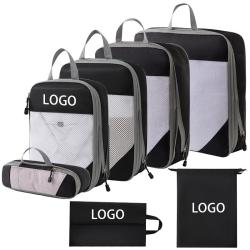 custom printing portable 7 piece waterproof travel essentials accessories luggage suitcase organizer bag set  packing cubes