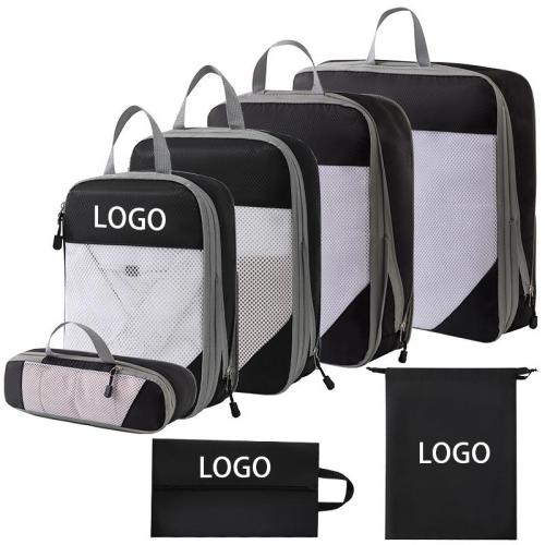 custom printing portable 7 piece waterproof travel essentials accessories luggage suitcase organizer bag set  packing cubes