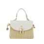 2022 Factory Wholesale Womens Mini Straw Beach Hand Bags With Lock Crossbody Bags Pu Leather Natural Raffia Ladies Handbags