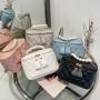 2022 New Fresh And Sweet Pearl Portable Embroidered Chain Bucket Bag Solid Color Rhombic Lattice Single Shoulder Messenger Bag