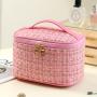 Multifunctional Fashion Plaid Tweed Makeup Bag Portable Large Capacity Ladies Toiletries Storage Cosmetic Bag