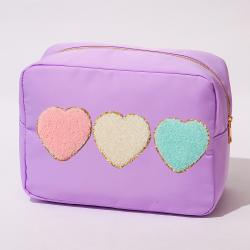 Stock Lavender S M L XL 4 Pieces No MOQ Nylon DIY Personalize Cosmetic Bag Zipper Pouch Gift for Girl Women Large Makeup Bags