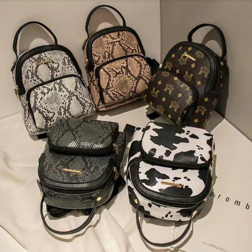 New Casual Fashion Snake Print Women's Backpack China Wholesale PU Ladies Bag Luxury Female Serpentine Bag for Ladies