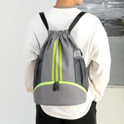 Sports Drawstring Backpack Portable Fitness Yoga Swimming Bags Large Capacity Double Compartment Basketball Backpack
