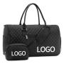 2PCS Women Quilted Weekender Travel Duffle Bag with Toiletry Bag Carry on Overnight Gym Travel Duffle Bag with Wet Pocke
