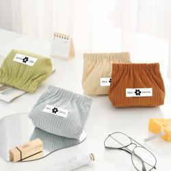 SN065 Corduroy Elastic Small Storage Bag Large Capacity Travel Cosmetic Bag  Korean Colorful Women's Portable Lipstick Pouch