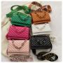 2024 New Small Square Diamond Lattice Bag Pu Solid Zipper Fashion Single Shoulder Messenger Bag With Chain Ladies Handbag