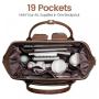 LOVEVOOK Fashion Vintage Leather Backpack 15.6 in Leather Laptop Backpack Teacher Nurse Work Carry On Travel Backpack for Women
