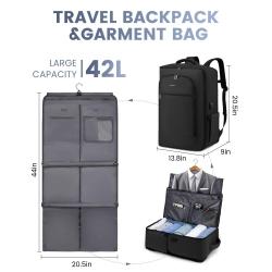 LOVEVOOK Convertible Hanging Travel Backpack for Men with Shoe Bag Airline Approved Carry On Luggage Garment Bags for Travelling