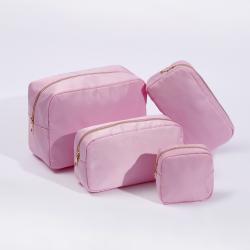 Portable Eco Friendly Women Pink Cosmetic Organizer Storage Bag Kids Nylon Travel Zipper Pouch Custom Best Gifts Makeup Bag