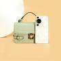 ZR789 Woman PU Retro Bag Daily Life Girl Horizontal Solid Color Small Square Single Bag Girl Button Underarm Versatile Bag