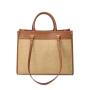 Factory Customize High Quality Faux Leather Handbags Large Shoulder Bag Fashionable Straw And PU Tote Bags