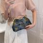 HR384 New Designed Flowers Pattern Dinner Clutch Handbag Fashion Handheld Crossbody Bag Cloth Snap Chain Dating Messenger Bag