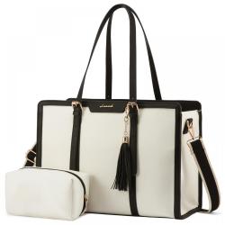 2022 Custom LOVEVOOK canvas office business handbags 15.6in shoulder bag fashion casual 2pcs laptop tote bag briefcase for women
