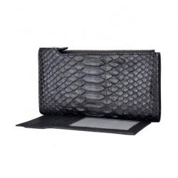 Custom 2023 New Style Luxury Real Genuine Snake Skin Leather Women Slim Flat Zipper One Fold Long Card Wallet