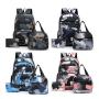 ZR900 Fashion Schoolbag Sets Student Backpack Lunch Bag Boy Girl Senior High Quantity Nylon 3-piece-set Laptop Bag Travel