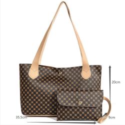 Wholesale Summer Autumn New Large Capacity Ladies Purse And Handbag 2 In 1 Plaid Printed Tote Bag Mother And Son Bag