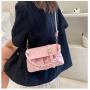 Solid Color  Korean Women's Shoulder Bag 2022 Messenger Knitted Handle PU Ladies Bag Women's Fashion Versatile Bucket Bag