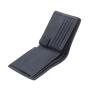 Eco vegan leather trifold wallet slim rfid men's wallet in horizontal with coin compartment and 2 mesh id pocket