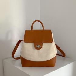New design Small Backpack school bags Fashion casual Canvas bag PU splicing Backpack bag for women