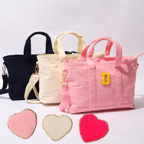 Stock M L Size Pink Beige Navy Lilac with Inner Pockets Long Shoulder Strap Beach Lunch Travel For Women Corduroy Tote Ba