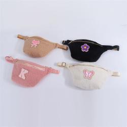 Keymay Christmas Gift Personalized Chenille Patches Winter Cozy Plush Teddy Bag Waist Pack Waist Bag Women Fanny Packs Sherpa