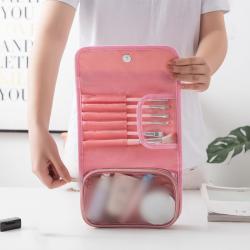 Women Popular Shiny PVC Cosmetic Bag Travel Folding Hang Toiletry Bag Waterproof Wash Toilet Bag
