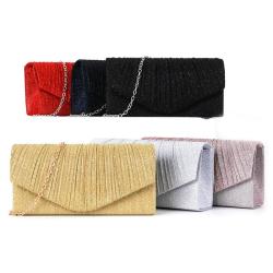 2024 New Evening Bags Women's Handbag Pleated Stripe Flash Material Evening Dress Party Ladies Bag Clutch Bag