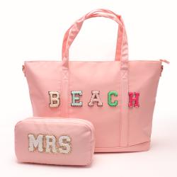 Keymay Stock Wholesale High Quality Personalized Women's Beach Bags Shoulder Handbags Large Nylon Tote Bag