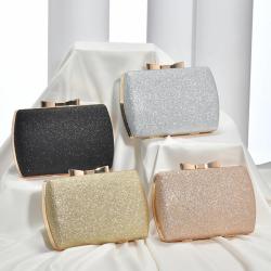 Wholesale Wrinkle Hasp Box Clutch bag Ladies Fashion Shoulder bags In Stock Gold Glitter Evening Bag For Women