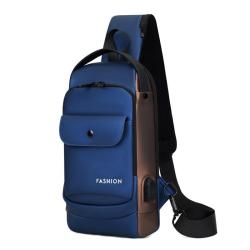 ZF043 New PU Men Waterproof Wear Shoulder Bag Sports Leisure Crossbody Bag Fashion Password Lock Motorcycle Bag USB Interface
