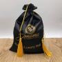 Black Satin Hair Drawstring Bag With Tassels