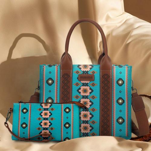 2pcs 2024 Trendy Large Capacity Bohemian Women's Canvas Bohemian Tote Bag High Quality Luxury Brand Custom Logo Women Handbags