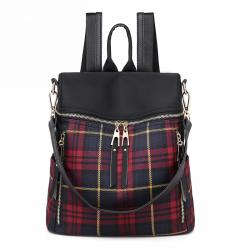 New Style Trendy Buffalo Plaid Weekend Travel Backpack Custom Logo Printed Shoulder Bag Oxford Backpack Woman