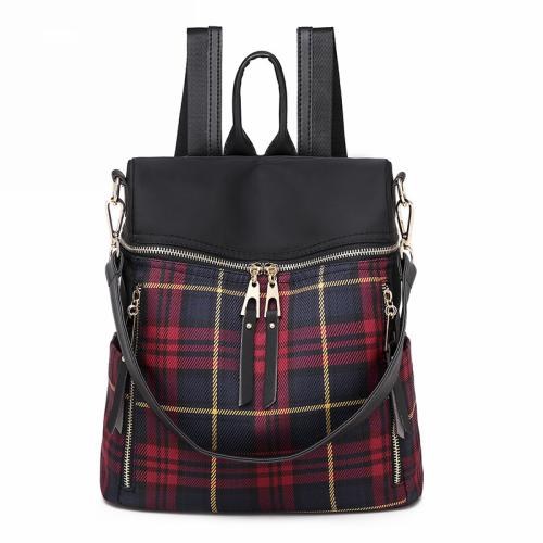 New Style Trendy Buffalo Plaid Weekend Travel Backpack Custom Logo Printed Shoulder Bag Oxford Backpack Woman