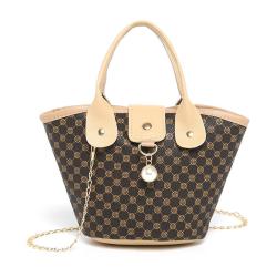 2024 New Ladies Printed Handbag Fashionable Tote Cross Border Bag with Single Strap and Chain Decoration Portable for Women