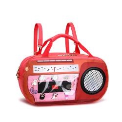 popular ita bag manufacturer pu leather radio shape clear pvc custom ita backpack