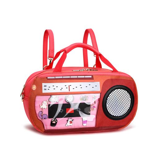 popular ita bag manufacturer pu leather radio shape clear pvc custom ita backpack