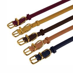Premium Cowhide Rolled Leather Dog Collar Durable Round Rope Collars for Small Medium Large Dogs Puppy Cat