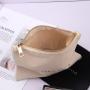 Small Eco-Friendly Custom Logo Printing Zipper Canvas Cosmetic Bag Plain Natural Black Cotton Canvas Makeup Pouch