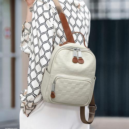 Leather Ladies Back Packs Large Capacity Waterproof Anti Theft Women Leather Backpack with Wide Leopard Straps